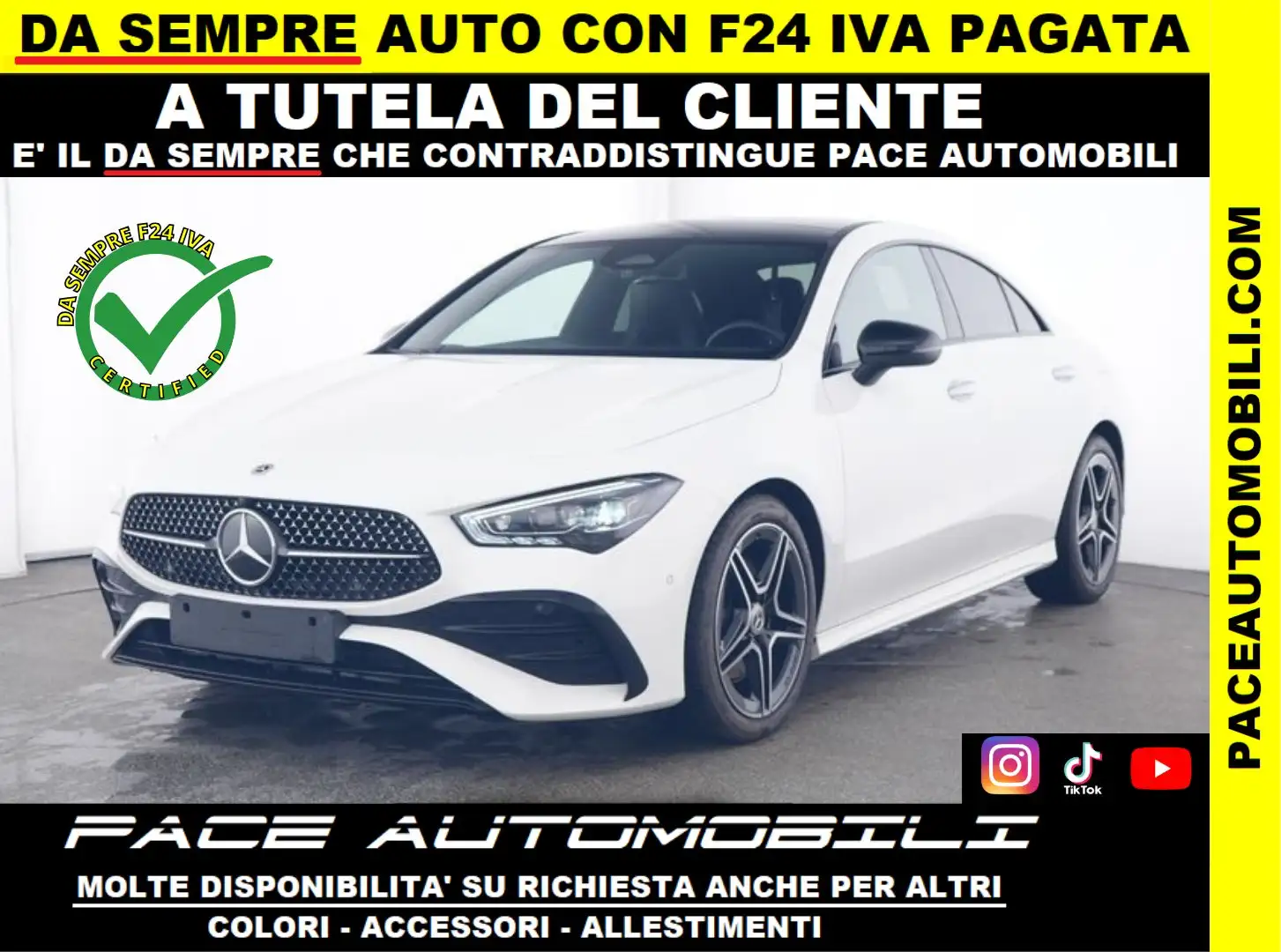 Mercedes-Benz CLA 200 D SPORT AMG PREMIUM 19" TETTO NIGHT PACK LED PDC Bianco - 1