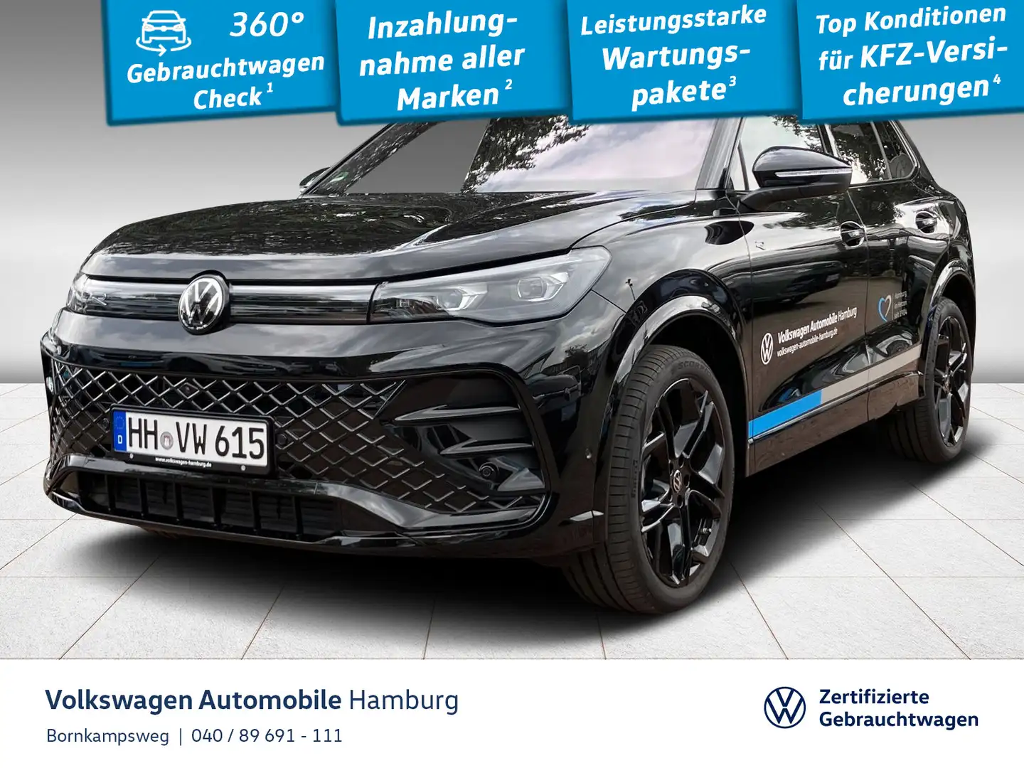 Volkswagen Tiguan 2.0 TDI R-Line 4M DSG AHK Panorama LED Schwarz - 1