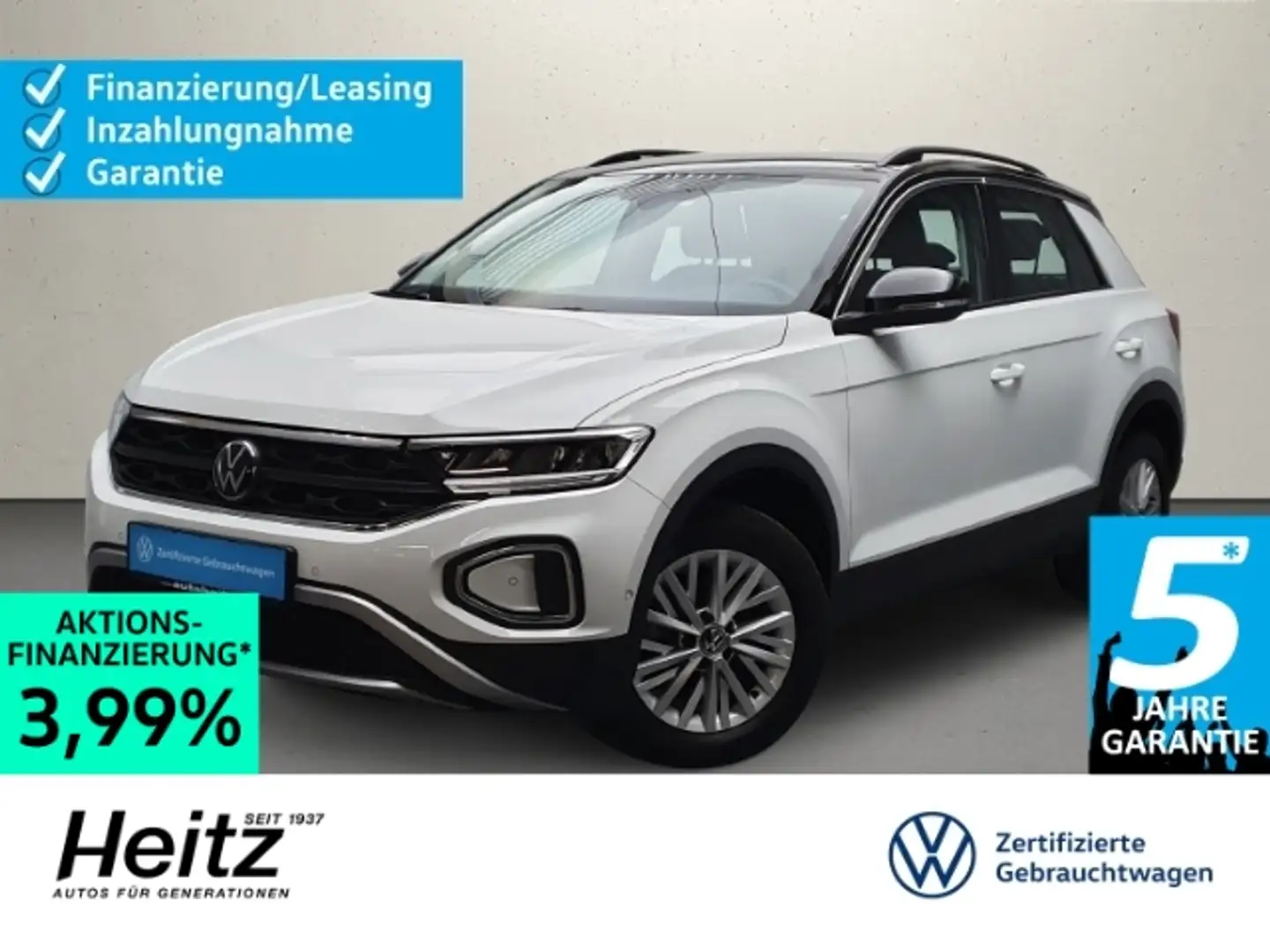 Volkswagen T-Roc 1.0 TSI Life Navi LED SHZ 5 Jahre Garantie Weiß - 1
