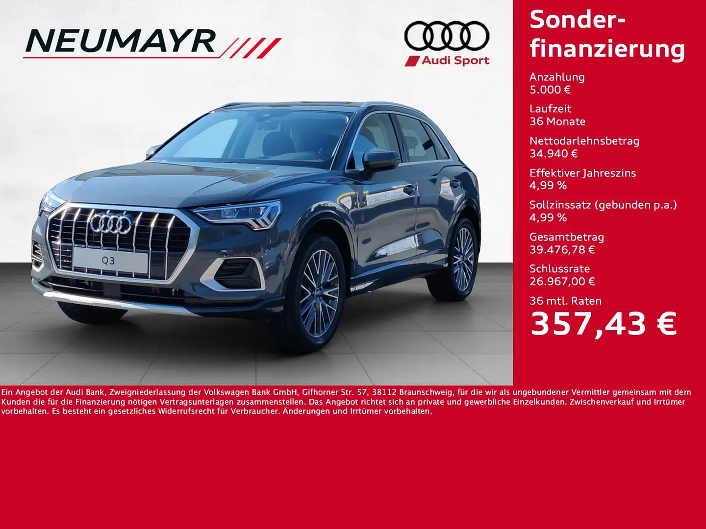 Audi Q3 advanced 35 TFSI MMI plus; LED Gris - 1