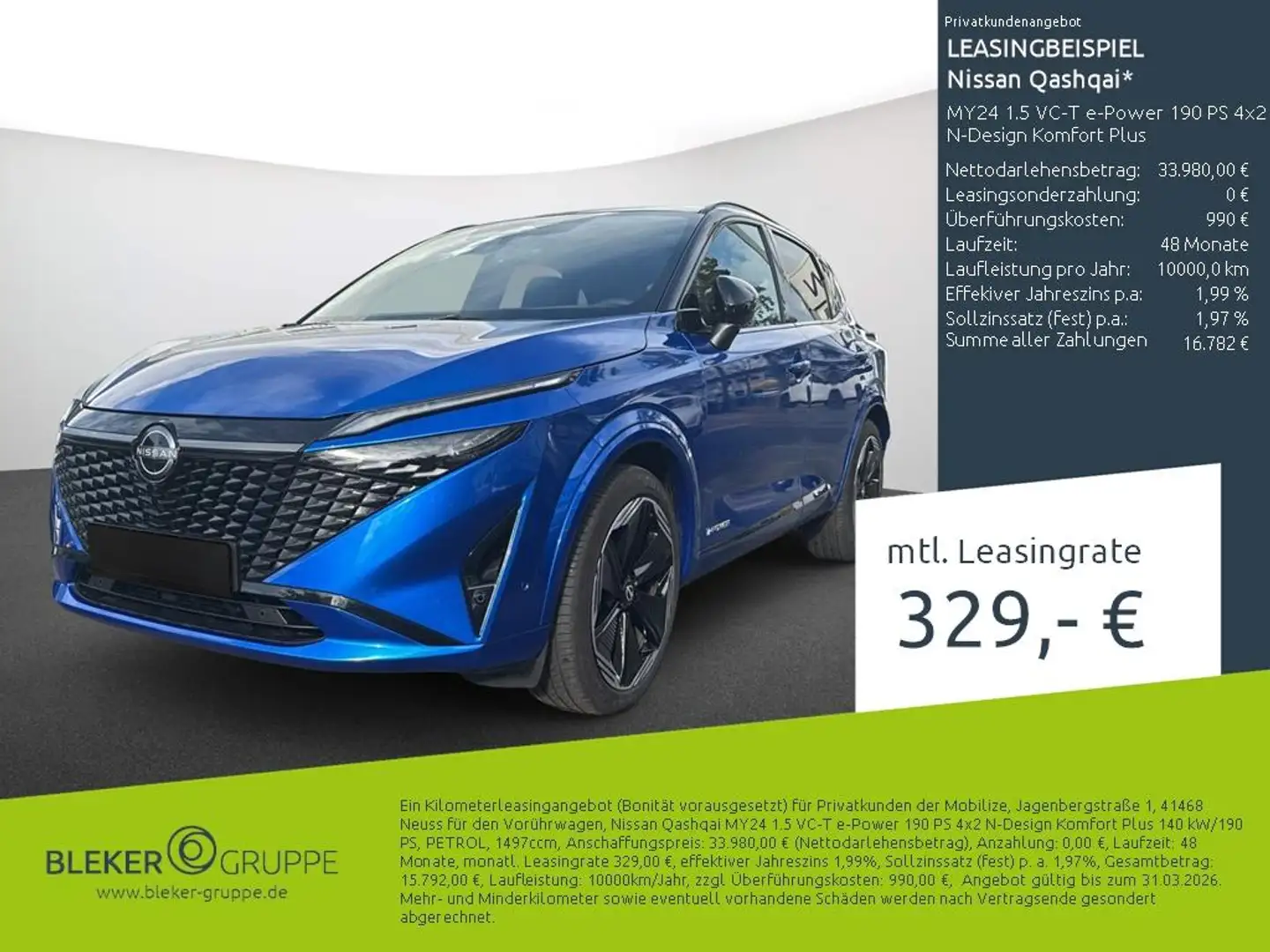 Nissan Qashqai MY24 1.5 VC-T e-Power 190 PS 4x2 N-Design Komfort Blau - 1