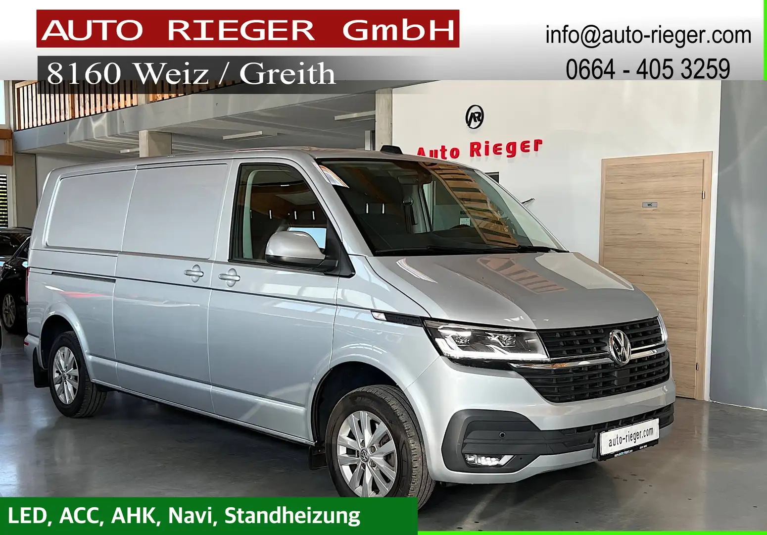 Volkswagen T6.1 Transporter T6 Kasten lang TDI DSG, LED, ACC, AHK Silber - 1