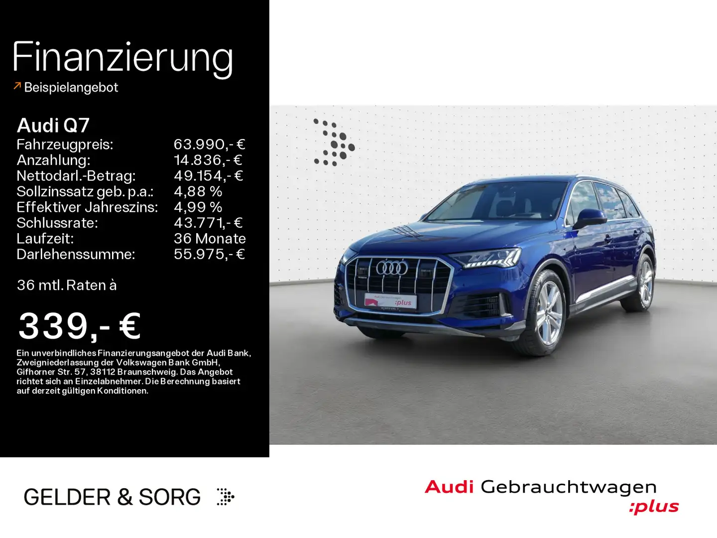 Audi Q7 55 TFSI qu. 7Sitze*AHK*Matrix*AIR*Pano*HuD Blau - 1