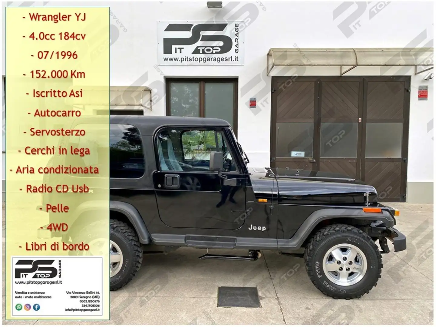 Jeep Wrangler Wrangler YJ 4.0 184cv - Manuale - 4x4 - A\C - ASI Noir - 1