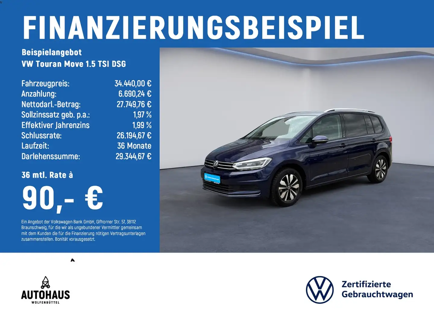 Volkswagen Touran Move 1.5 TSI DSG 7-SITZER IQ NAV STANDH Blu/Azzurro - 2