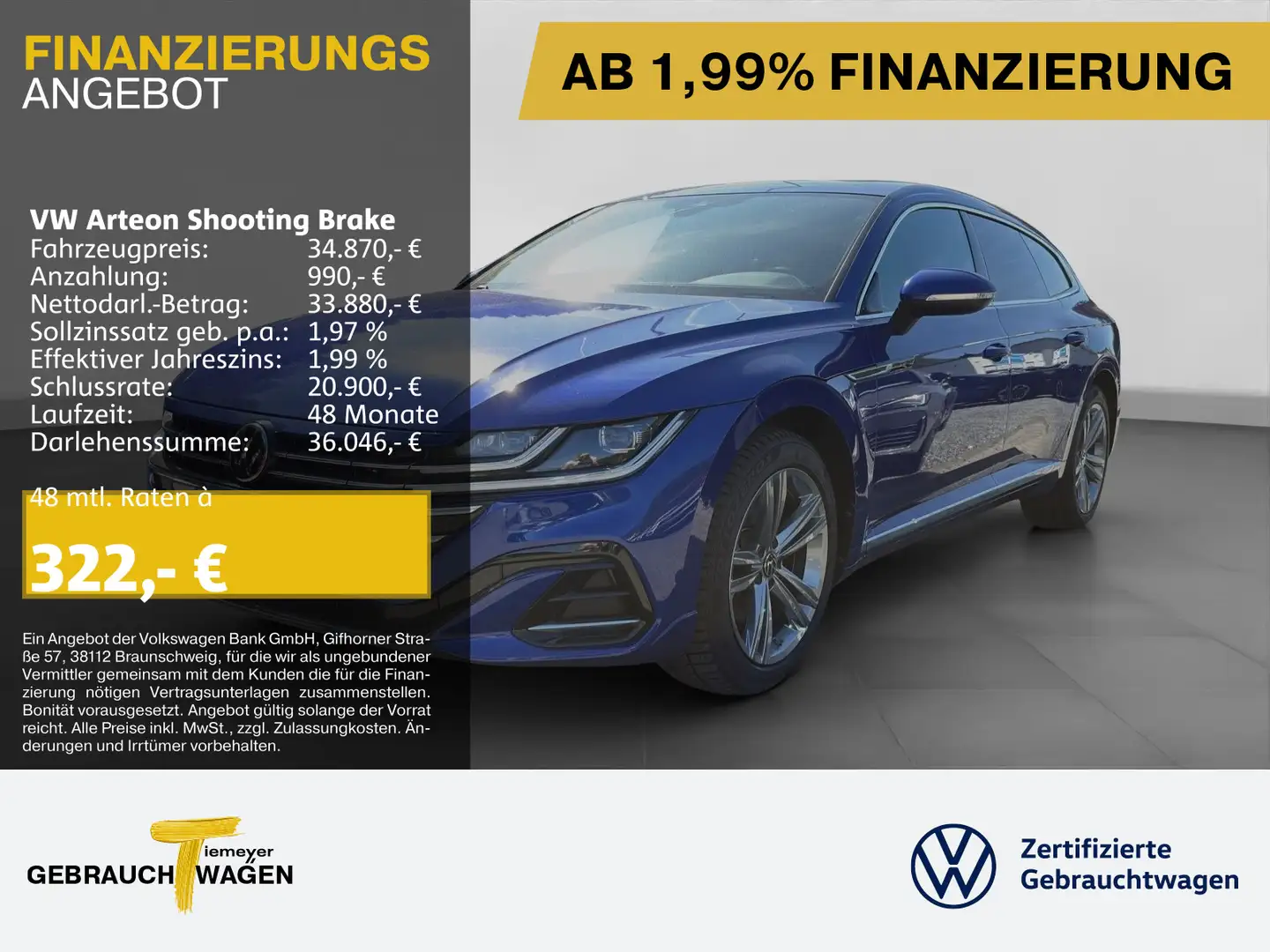Volkswagen Arteon 1.4 TSI DSG eHybrid R-LINE Blau - 1