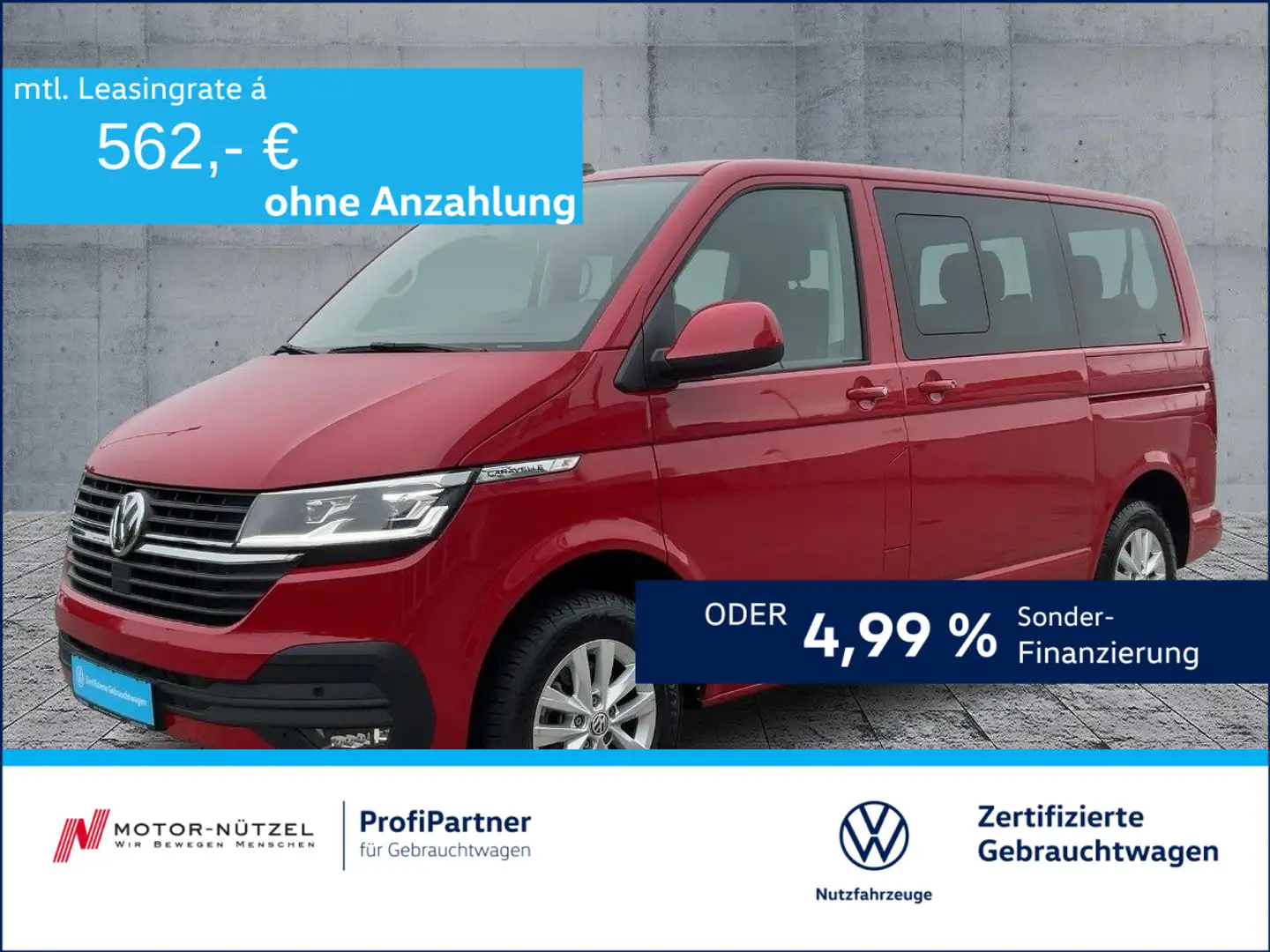 Volkswagen T6.1 Caravelle 2.0 TDI 3JG+LED+NAV+ACC+SHZ+2xPDC Rot - 1