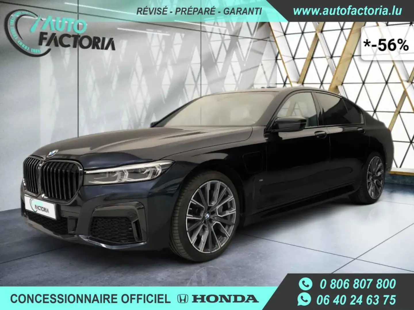 BMW 745 E -56% HYB 394cv BVA8 M Sport +T.PANO+GPS+Options Siyah - 1