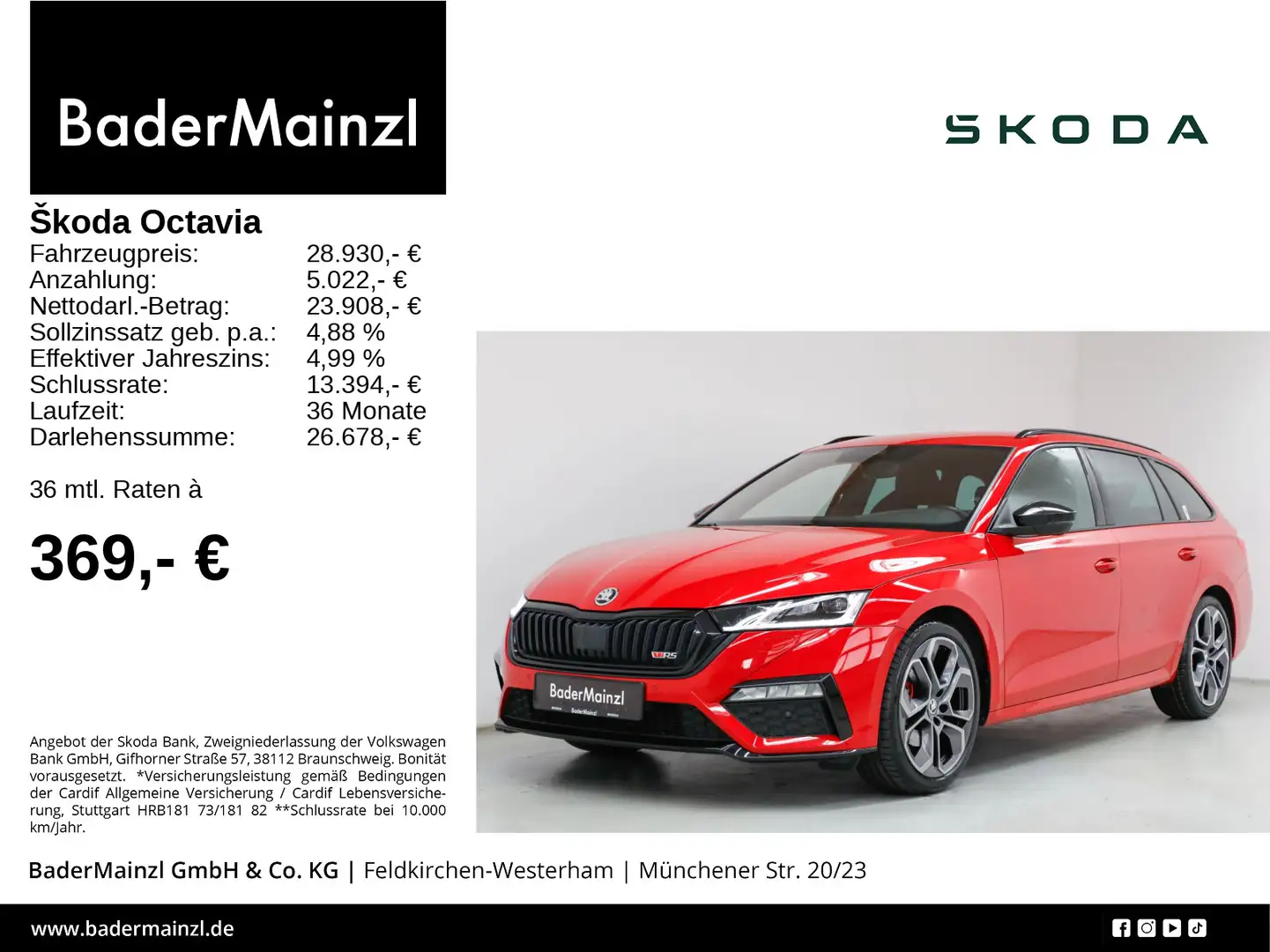 Skoda Octavia Combi RS 2.0 TDI DSG Matrix Carplay Rouge - 1