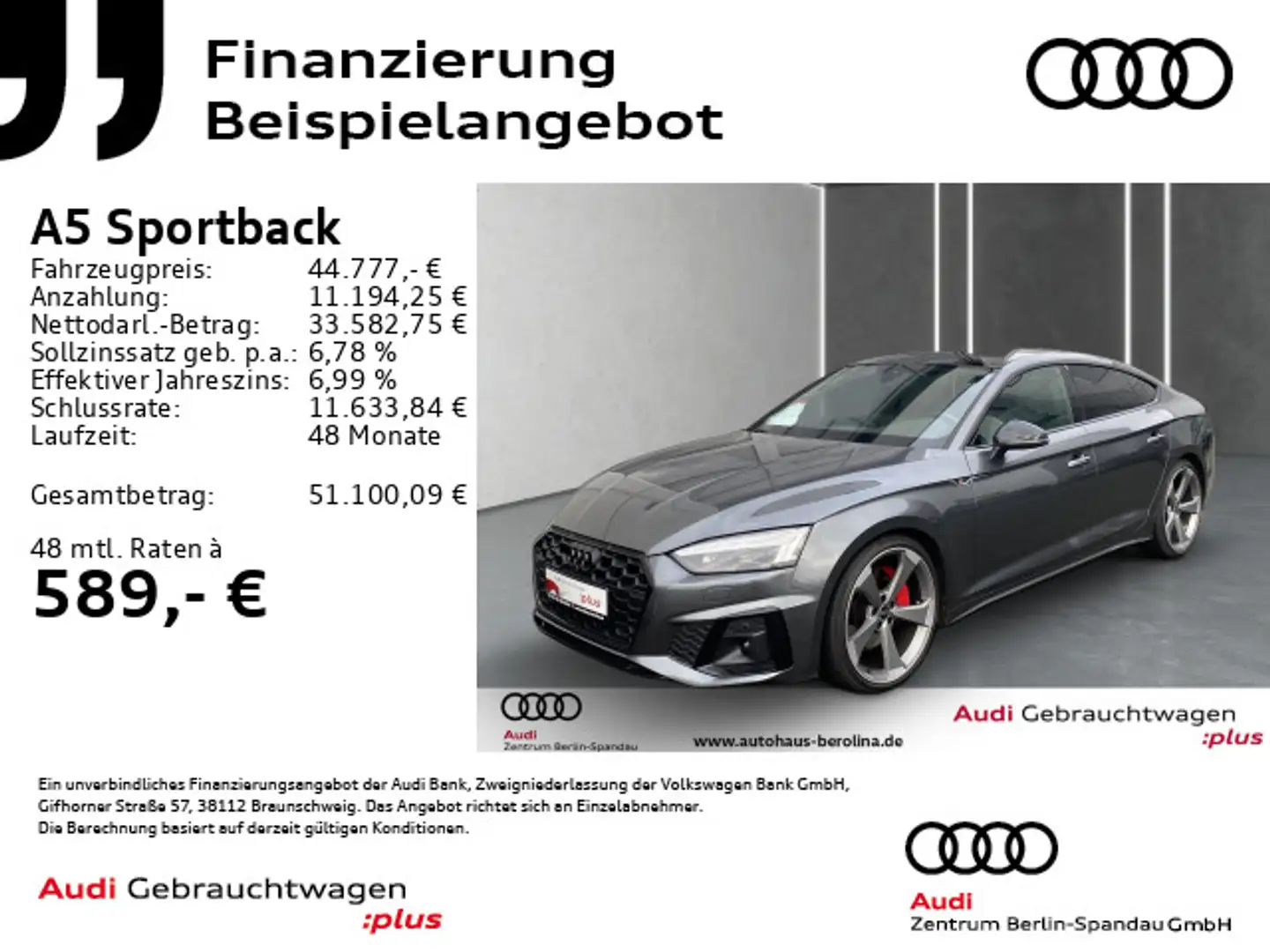 Audi A5 45 TFSI qu. S line S tronic *PANO* Grau - 1