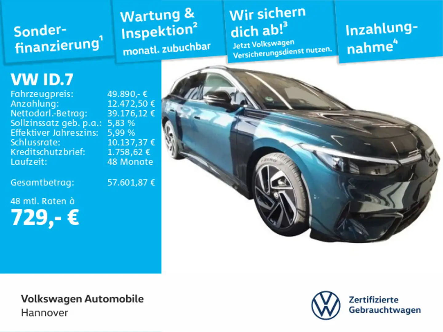Volkswagen ID.7 Tourer Pro S AHK Navi LED Kamera PDC HuD WP Blau - 1