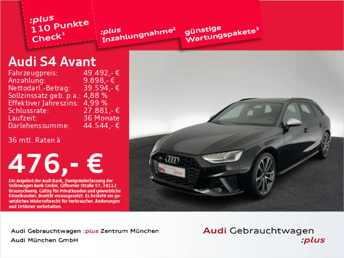 Audi S4 TDI tiptr. StdHzg/B&O/Matrix/Navi+ Schwarz - 1