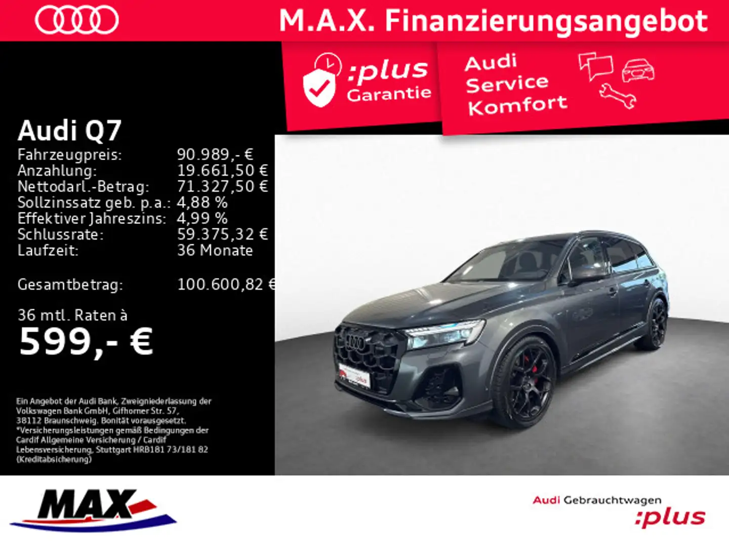 Audi Q7 50 TDI Q 7-SITZER S LINE +HD-MATRIX+PANO+AHK+ Grau - 1