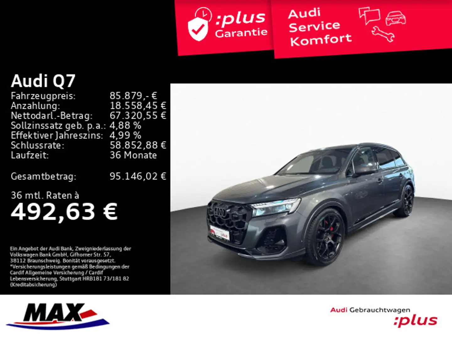 Audi Q7 50 TDI Q 7-SITZER S LINE +HD-MATRIX+PANO+AHK+ Grau - 1