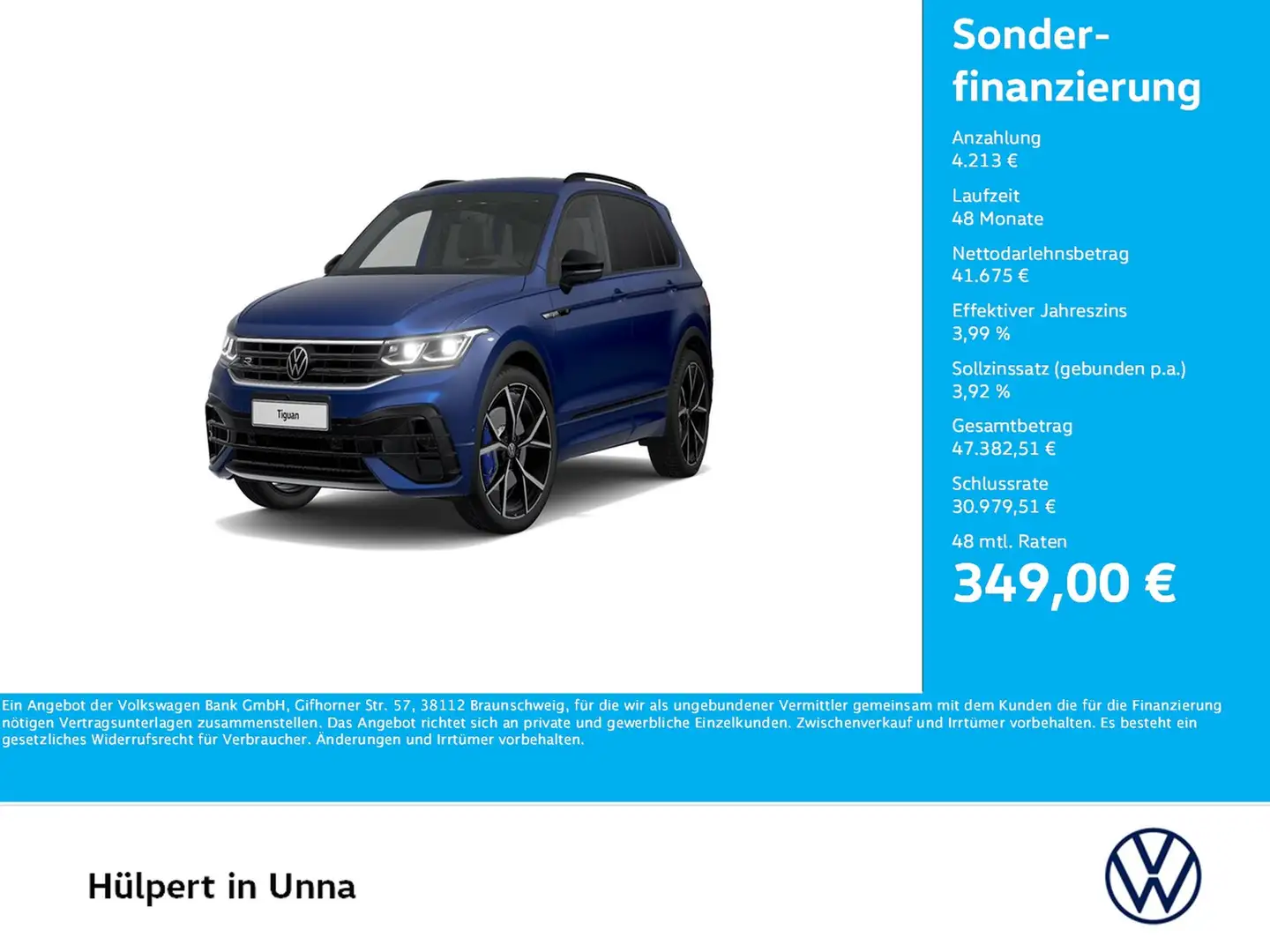 Volkswagen Tiguan 2.0 R BLACKSTYLE 4X4 AKRAPOVIC LEDER LM21 Blue - 1
