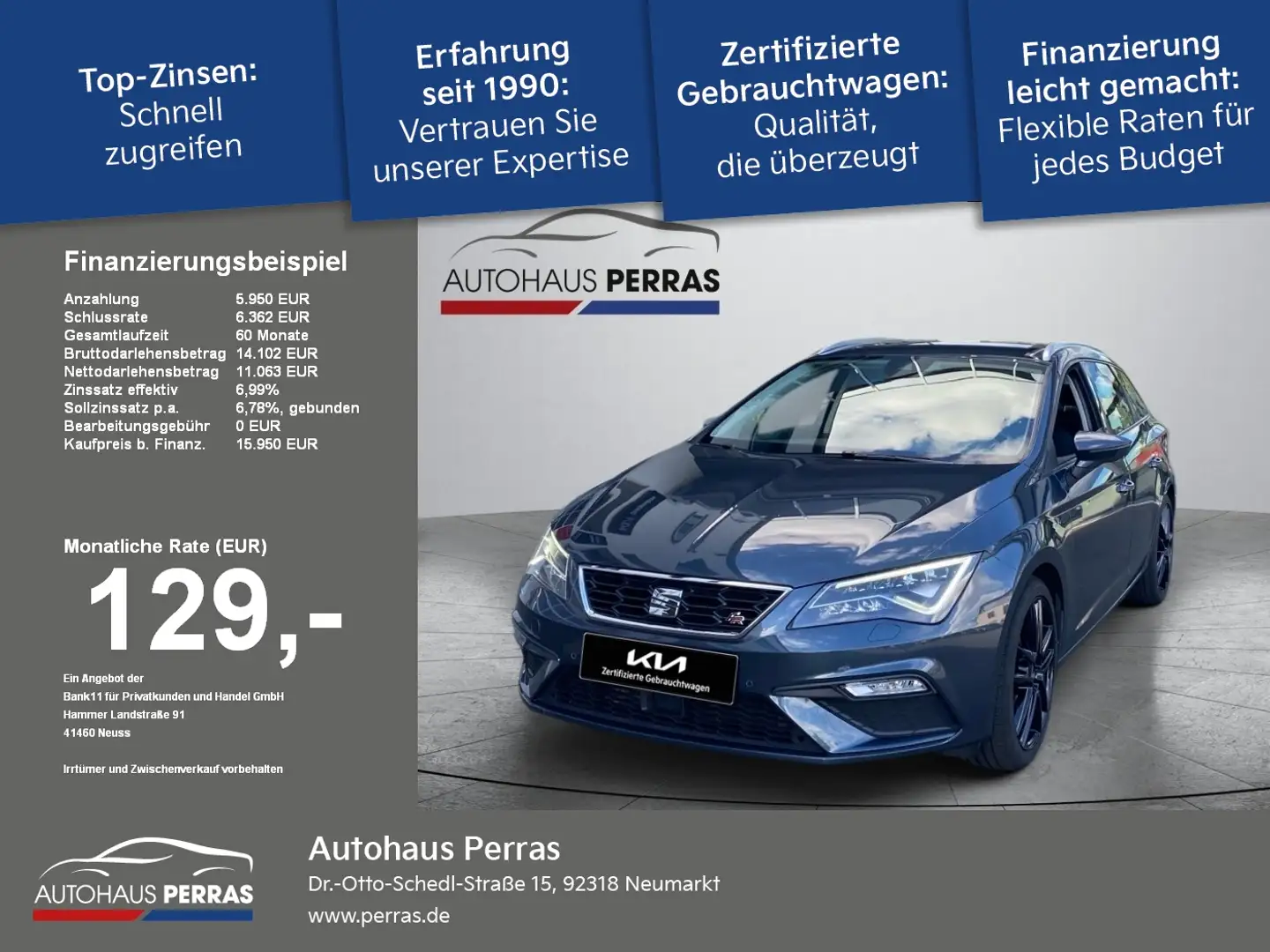 SEAT Leon 1.5 TSI ST FR LED+Navi+SHZ+Winterp.+2xKlima Gris - 1