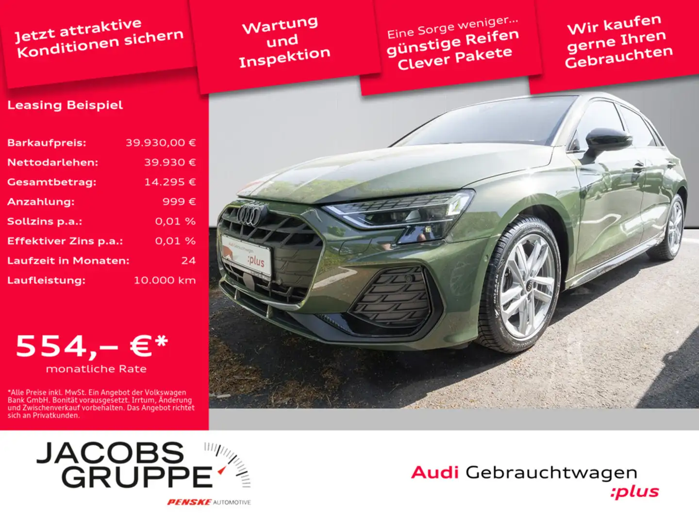Audi A3 Sportback 35 TFSI S line S-tronic MMI expe Grün - 1
