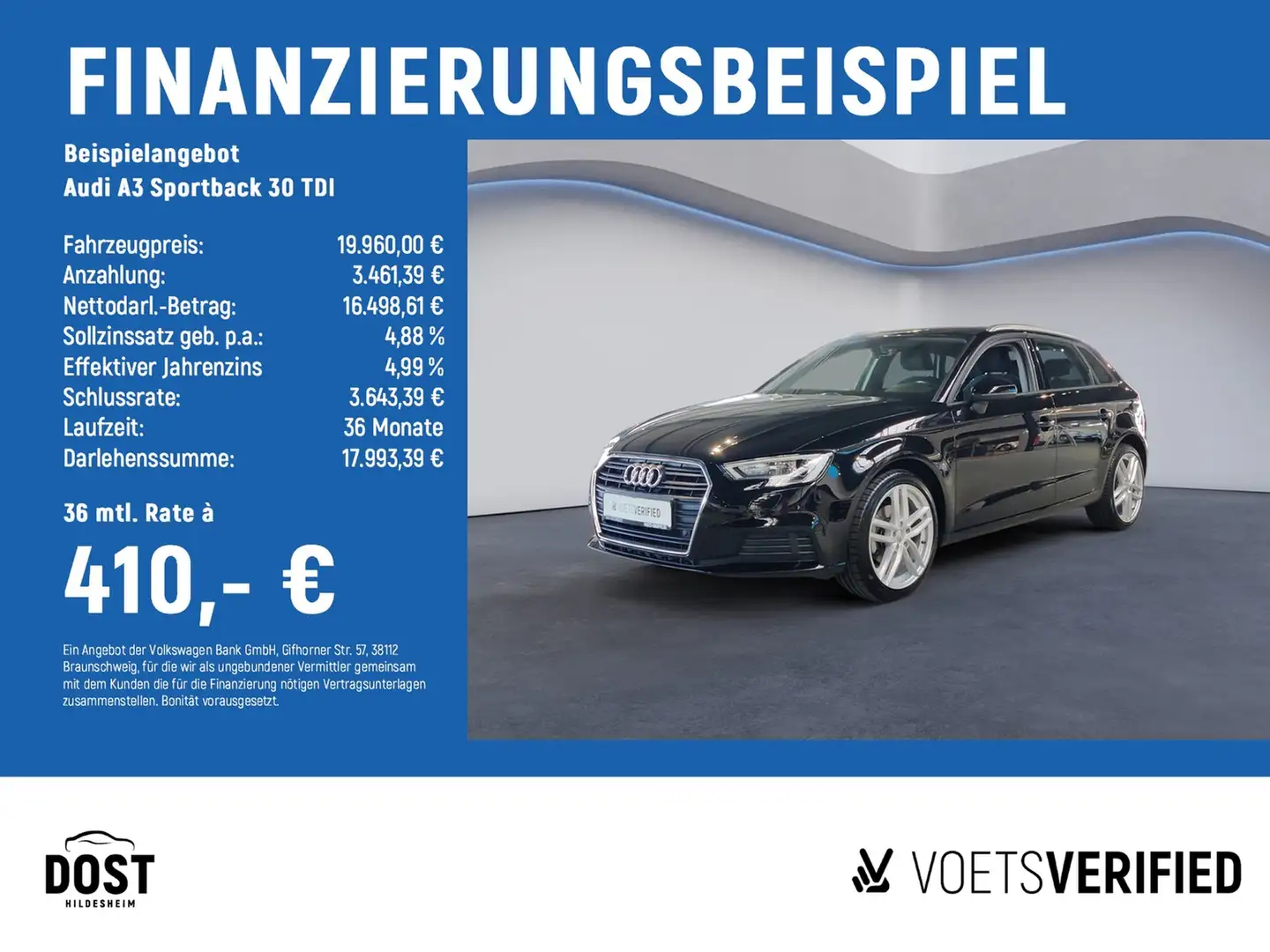 Audi A3 Sportback 30 TDI NAVI+DAB+KLIMA+PDC+SHZ Negro - 2