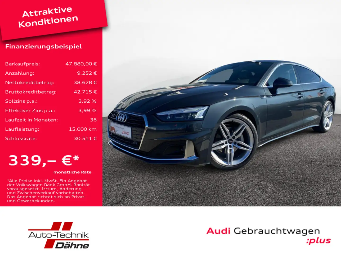 Audi A5 Sportback 40 2.0 TFSI quattro S tronic advanced S  Grau - 1