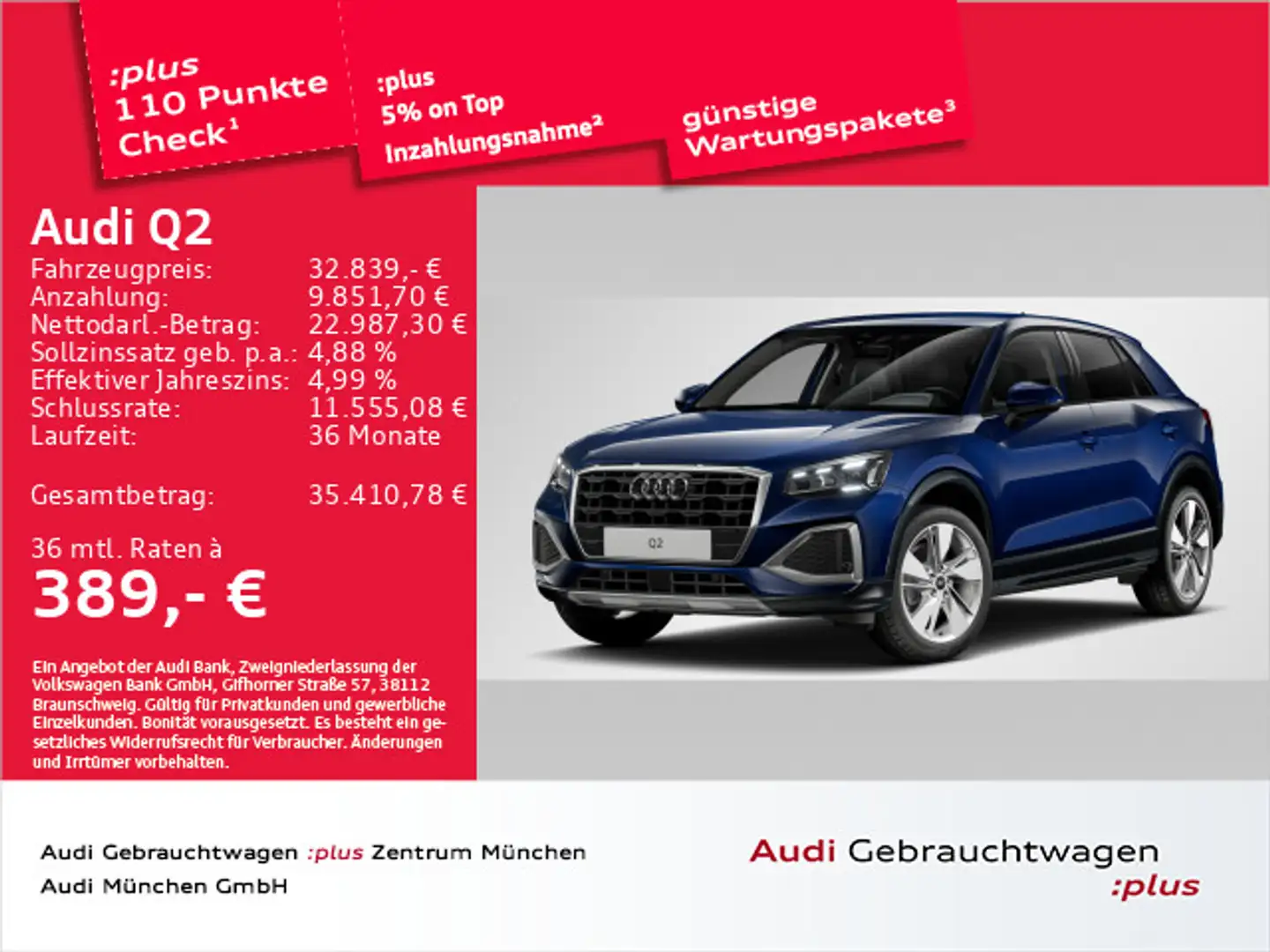 Audi Q2 35 TDI S tronic advanced AHK/Matrix/Kamera Blau - 1