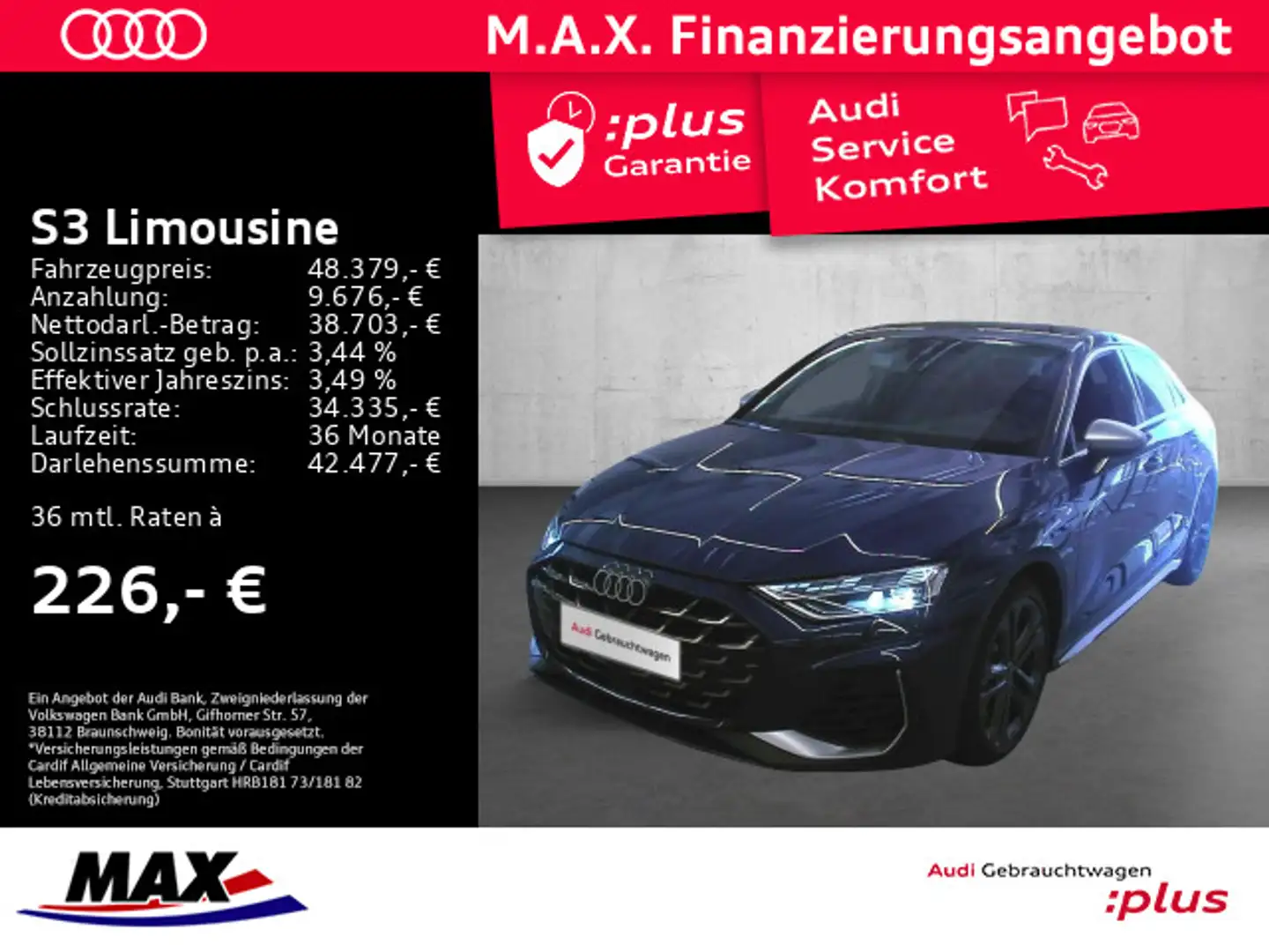 Audi S3 TFSI QUATT AKRA+MATRIX+PANO+KAMERA+ Blau - 1