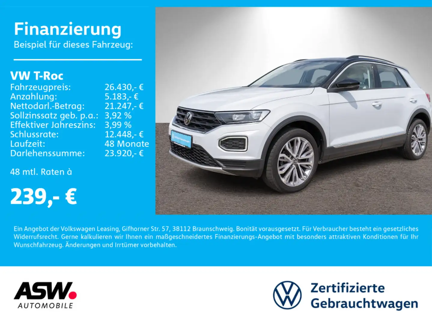 Volkswagen T-Roc Style 1.5TSI DSG LED Navi Stdhz Pano LEDER Silber - 1