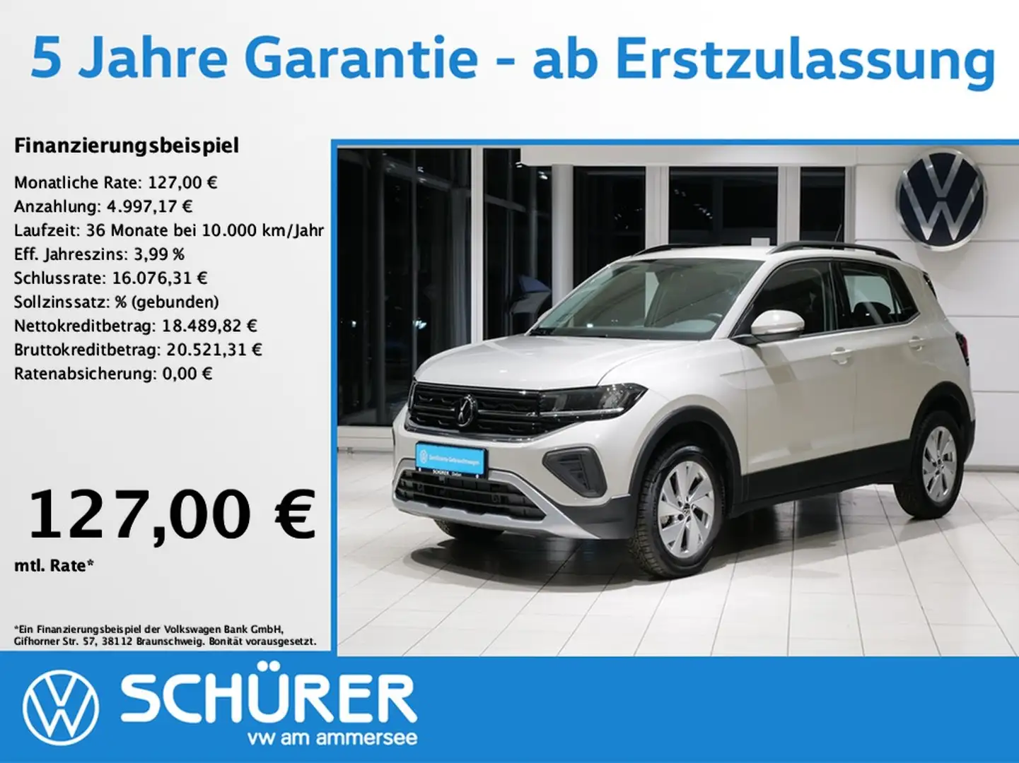 Volkswagen T-Cross 1.0TSI Life Neues Modell Navi ACC LED AppConnect Grijs - 1