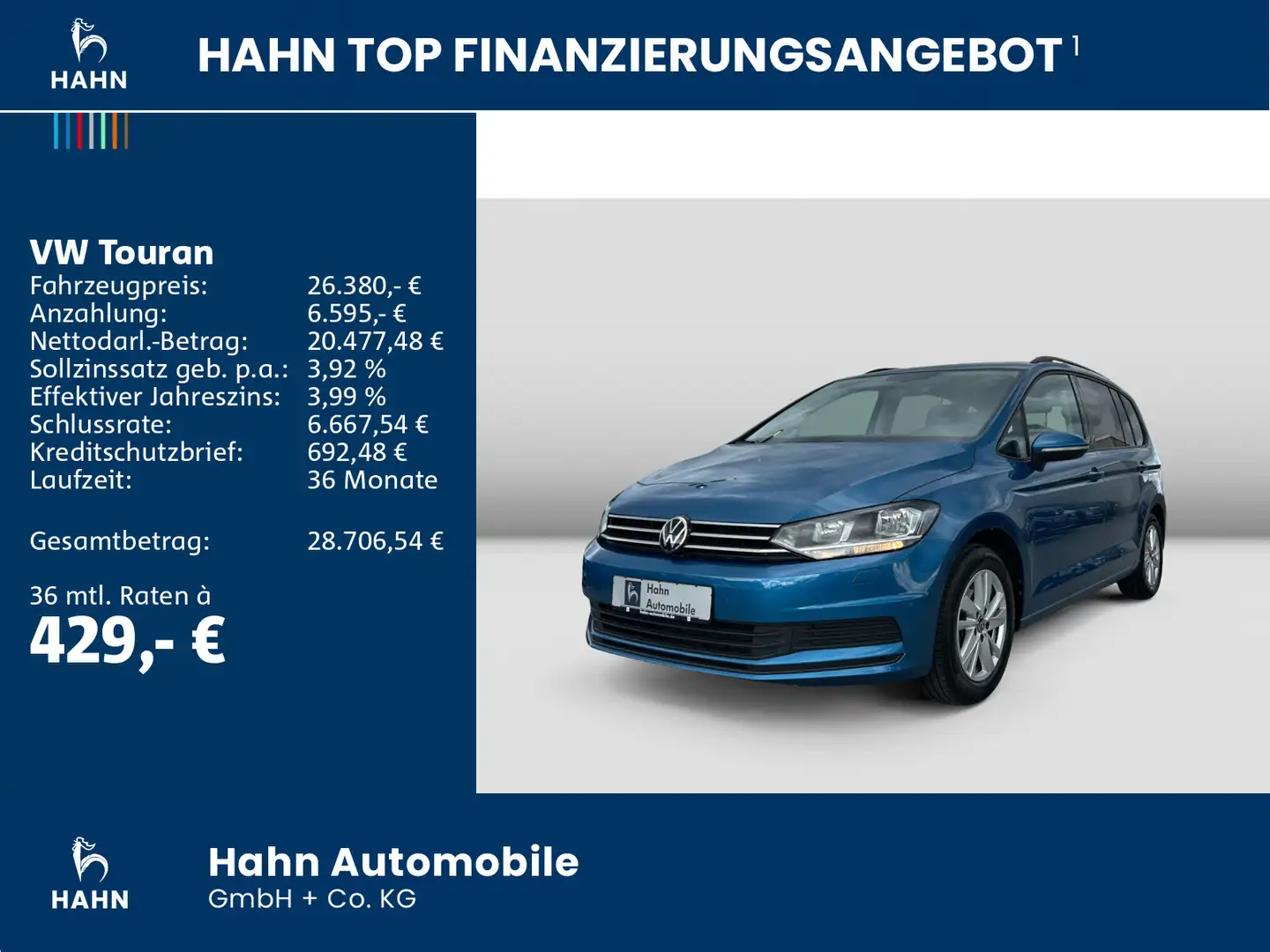 Volkswagen Touran 1.5 TSI Comfortline Navi ACC PDC Blau - 2