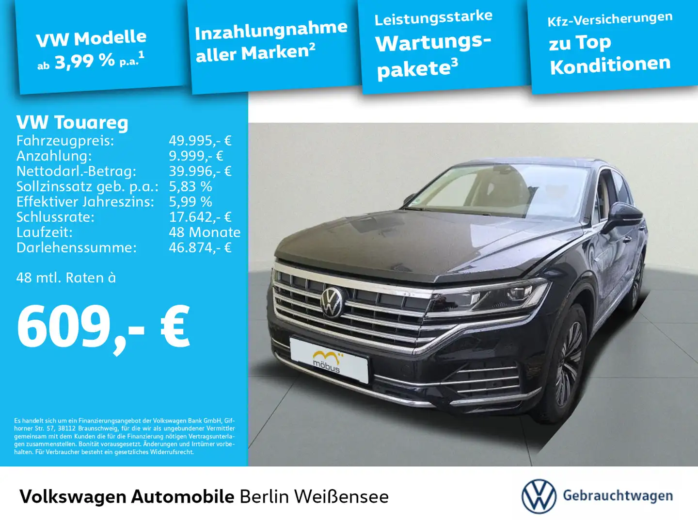 Volkswagen Touareg 3.0 V6 TDI Atmosphere*4M*NAV*PANO*ACC* Zwart - 1
