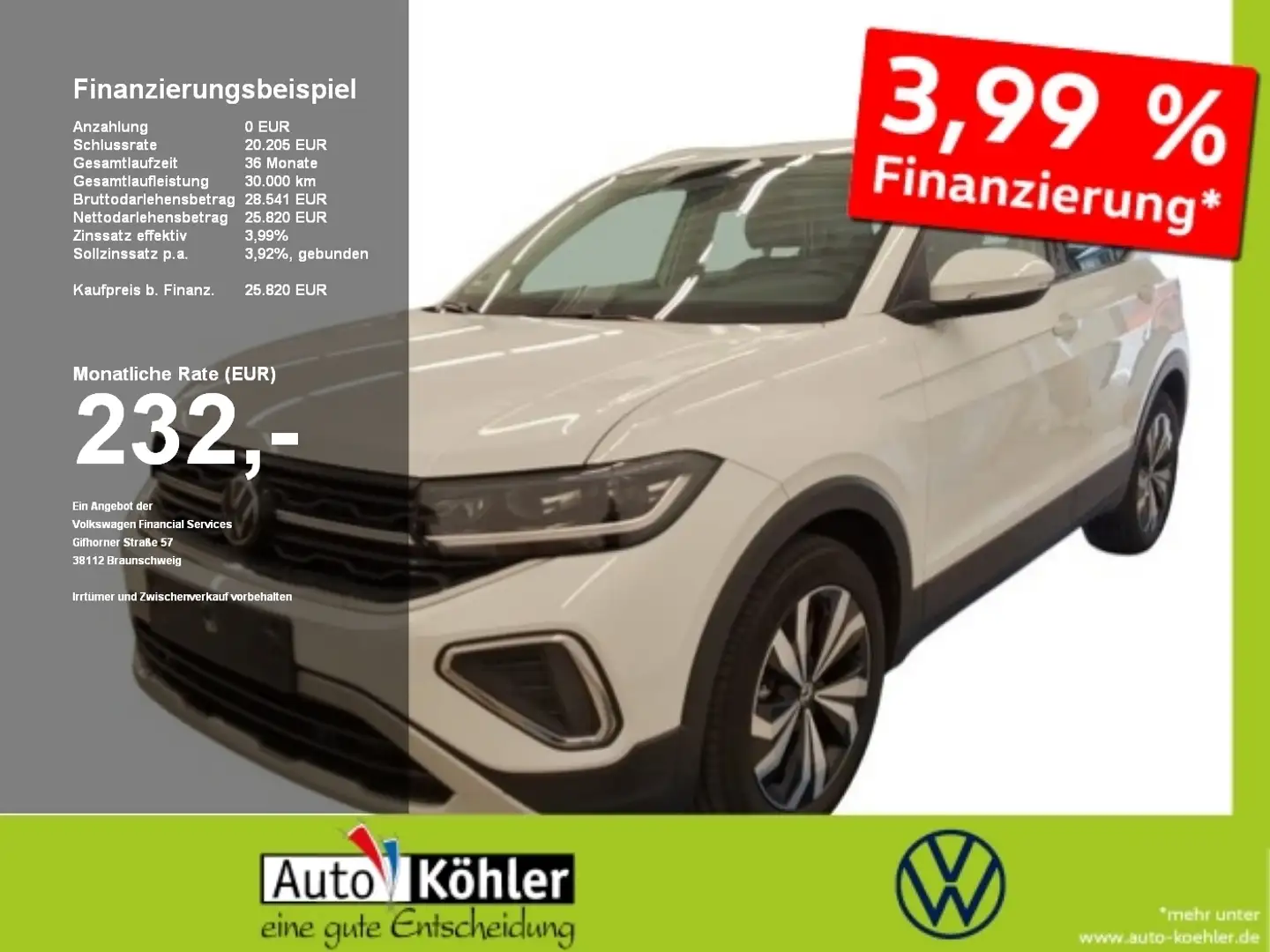 Volkswagen T-Cross Style TSi DSG AHk+Matrix+AHK+LED+PDC Schwarz - 1
