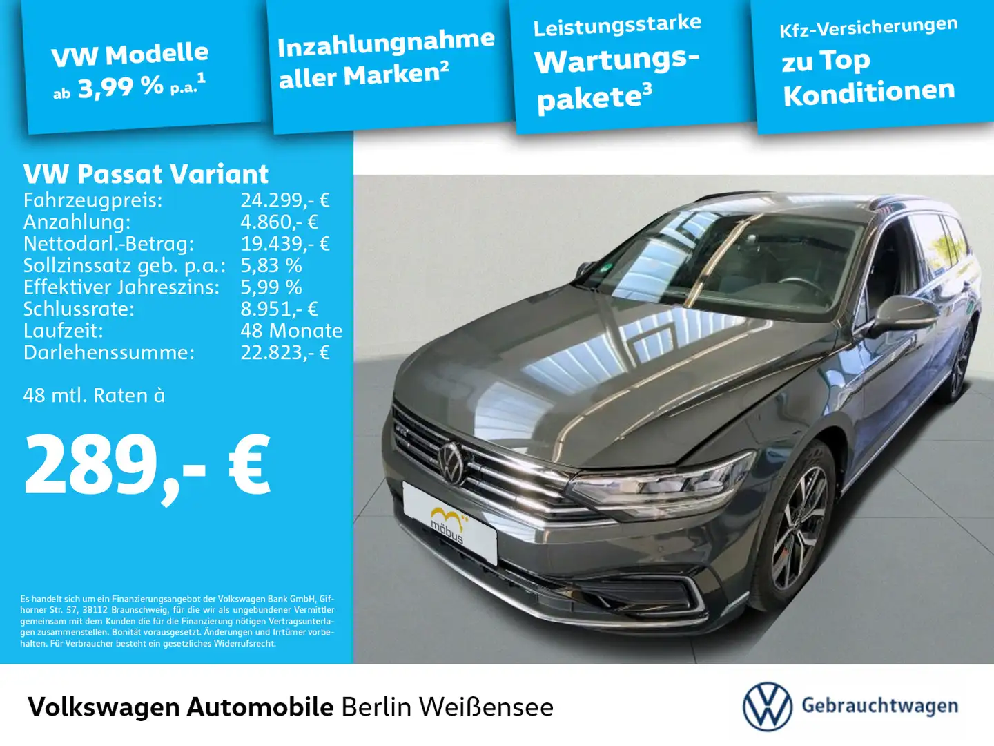 Volkswagen Passat Variant 1.4 TSI GTE*DSG*APP*MASSAGE*RFK* Grau - 1