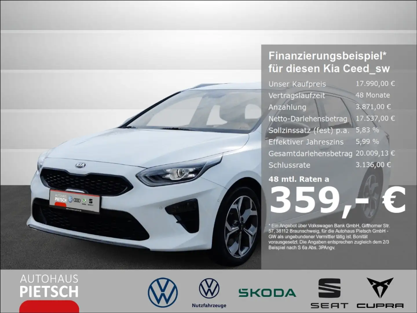 Kia Ceed SW / cee'd SW Sportswagon 1.4 T-GDI DCT Spirit Weiß - 1