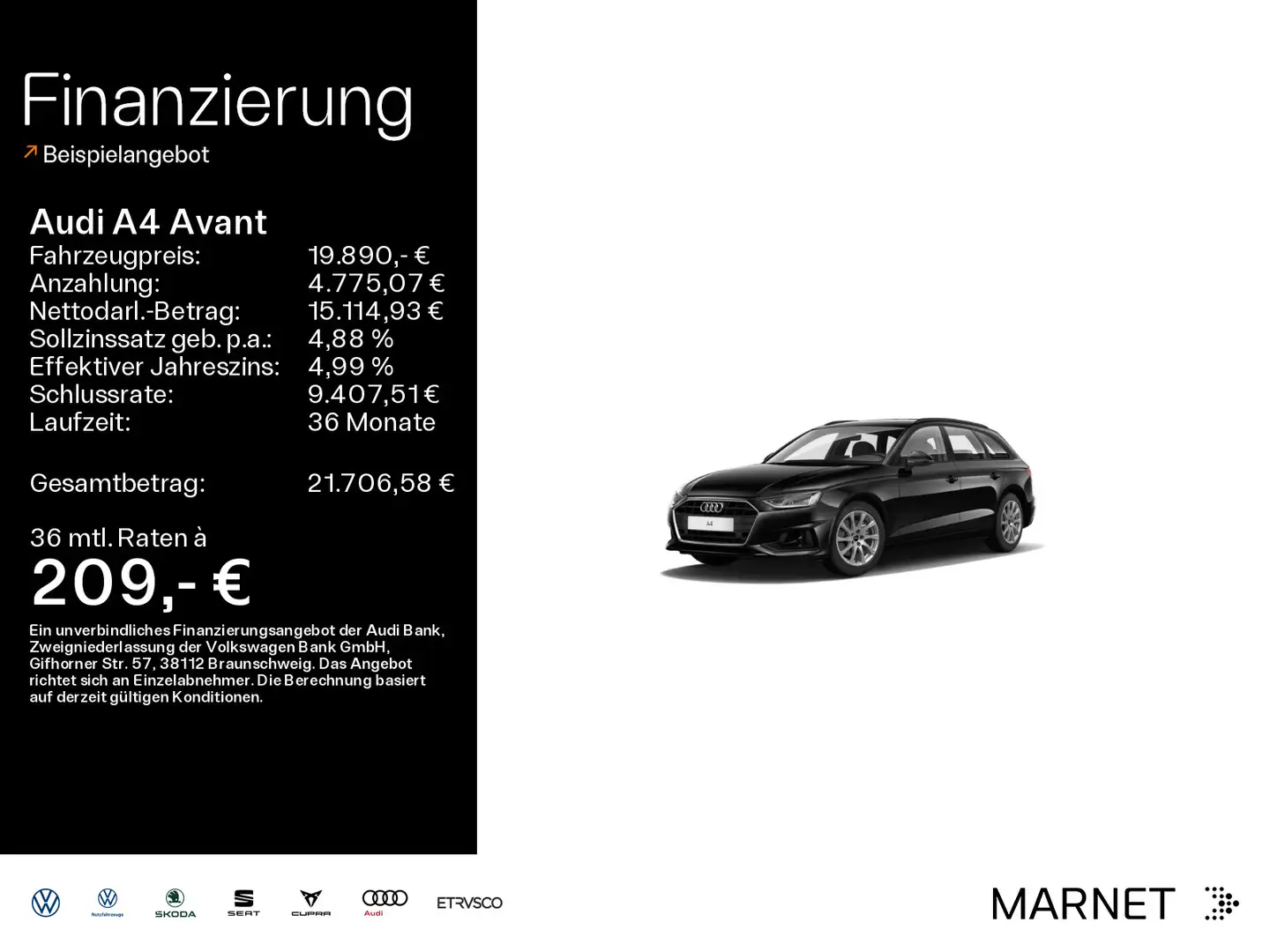 Audi A4 35 TDI*Navi*Alu*PDC*Audi Connect*Sitzhe Schwarz - 1