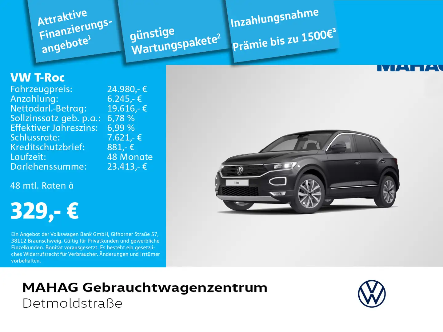 Volkswagen T-Roc T-ROC 1.5 TSI Style LED Navi RearView ParkPilot Grau - 1
