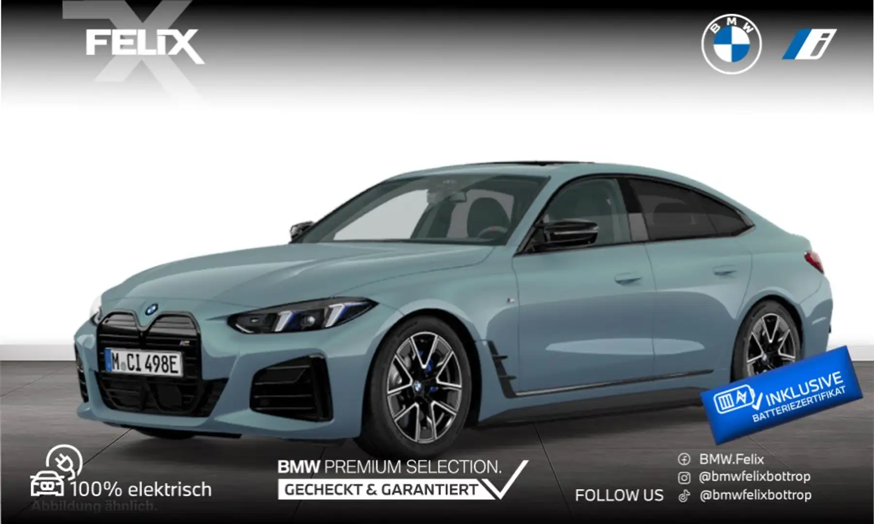 BMW i4 M50 M SPORTPAKET+GLASDACH+ANH.KUPPLUNG+DR.ASS PRO Grün - 1