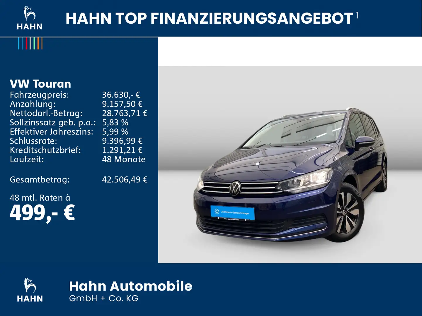 Volkswagen Touran 2.0TDI DSG Move ACC AHK Cam Navi Standhei Blau - 2