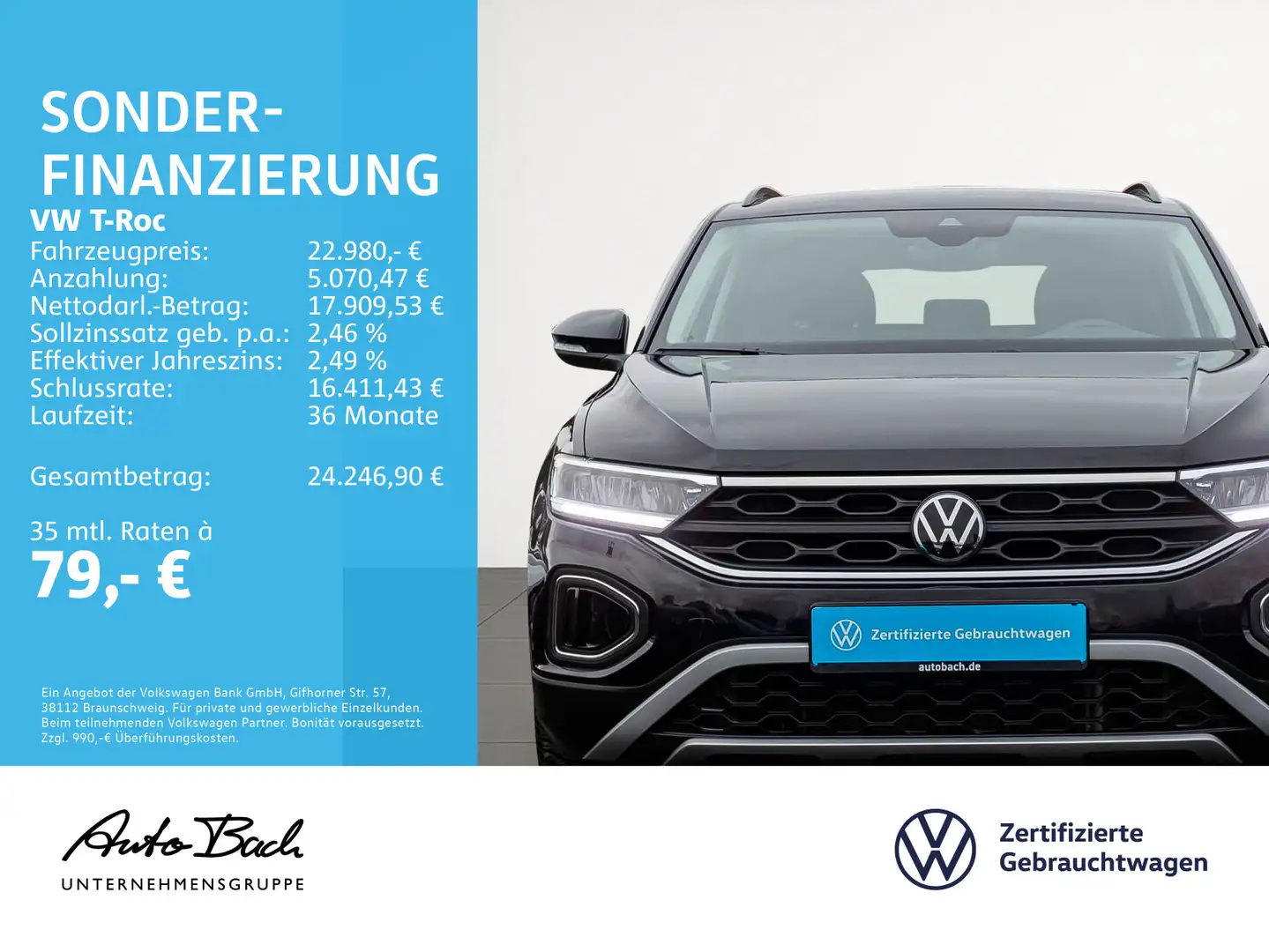 Volkswagen T-Roc 1.0 TSI Life Navi LED Digital Cockpit EPH Schwarz - 2