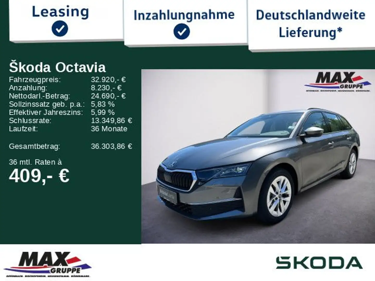 Skoda Octavia 2.0 TDI Selection 360°KAM*NAVI*ACC*LED* Gris - 1