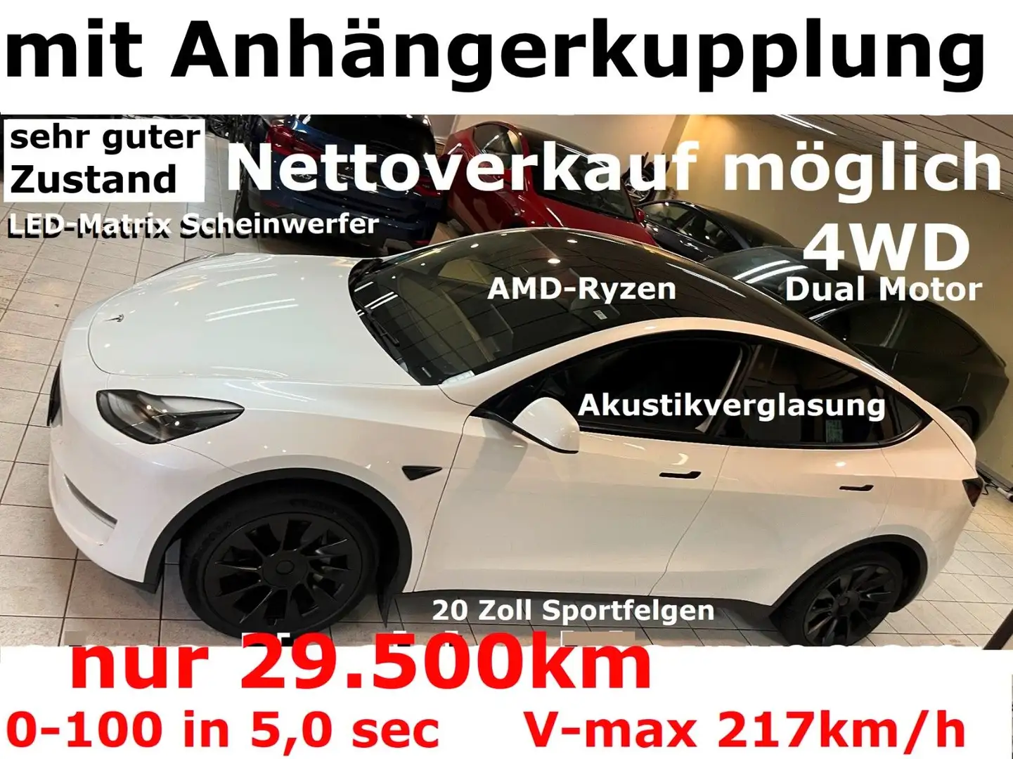 Tesla Model Y LR+AHK+20 Zoll+TOP-Zustand+kaufe Tesla an Weiß - 1