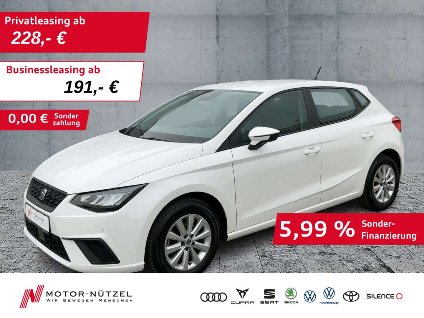 SEAT Ibiza 1.0 TSI DSG BEATS LED+APP+SHZ+RFK+GRA+PDC Weiß - 1