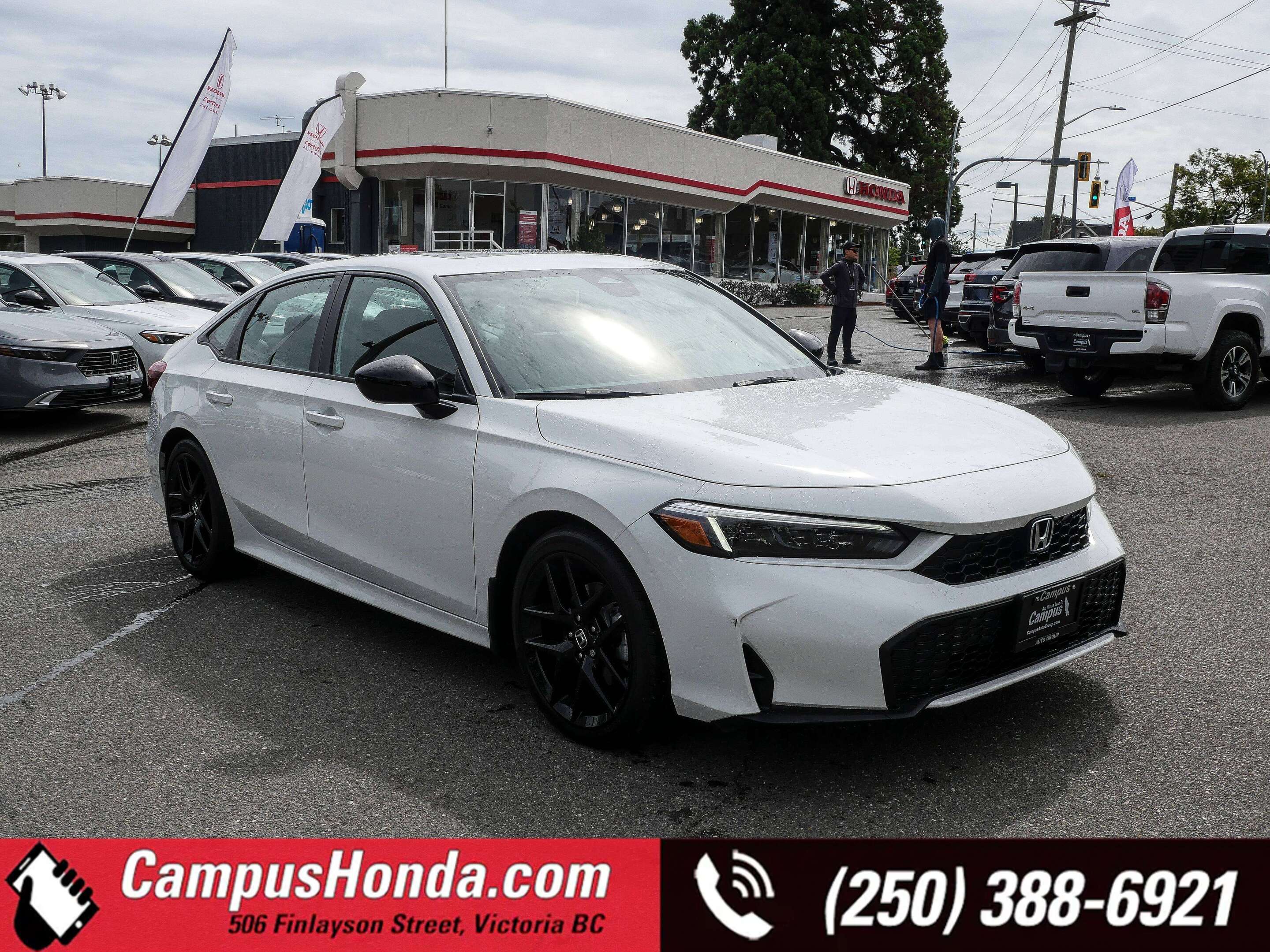 White 2025 Honda Civic Hybrid Sedan Front-Wheel Drive Automatic