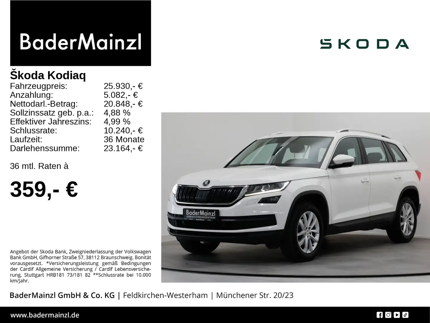 Skoda Kodiaq 1.5 TSI Style Carplay Kamera LED SHZ PDC Blanc - 1