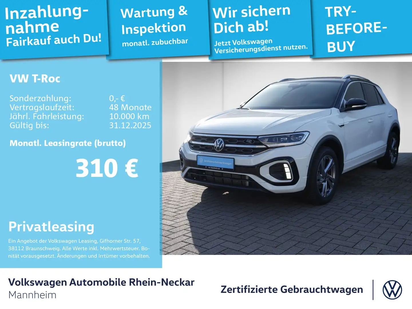 Volkswagen T-Roc 1.5 TSI R-Line DSG AHK Navi Kamera uvm Weiß - 1