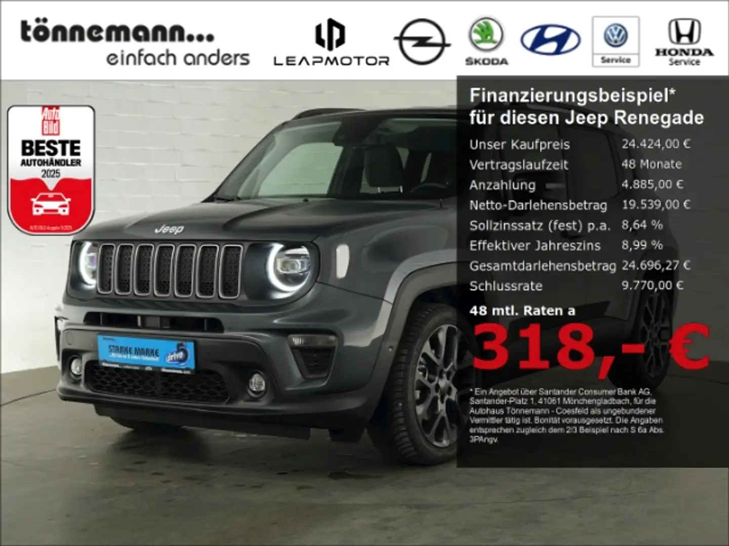 Jeep Renegade S-EDITION MHEV DCT+LED+NAVI+RÜCKFAHRKAMERA+SITZ-/L Grau - 1
