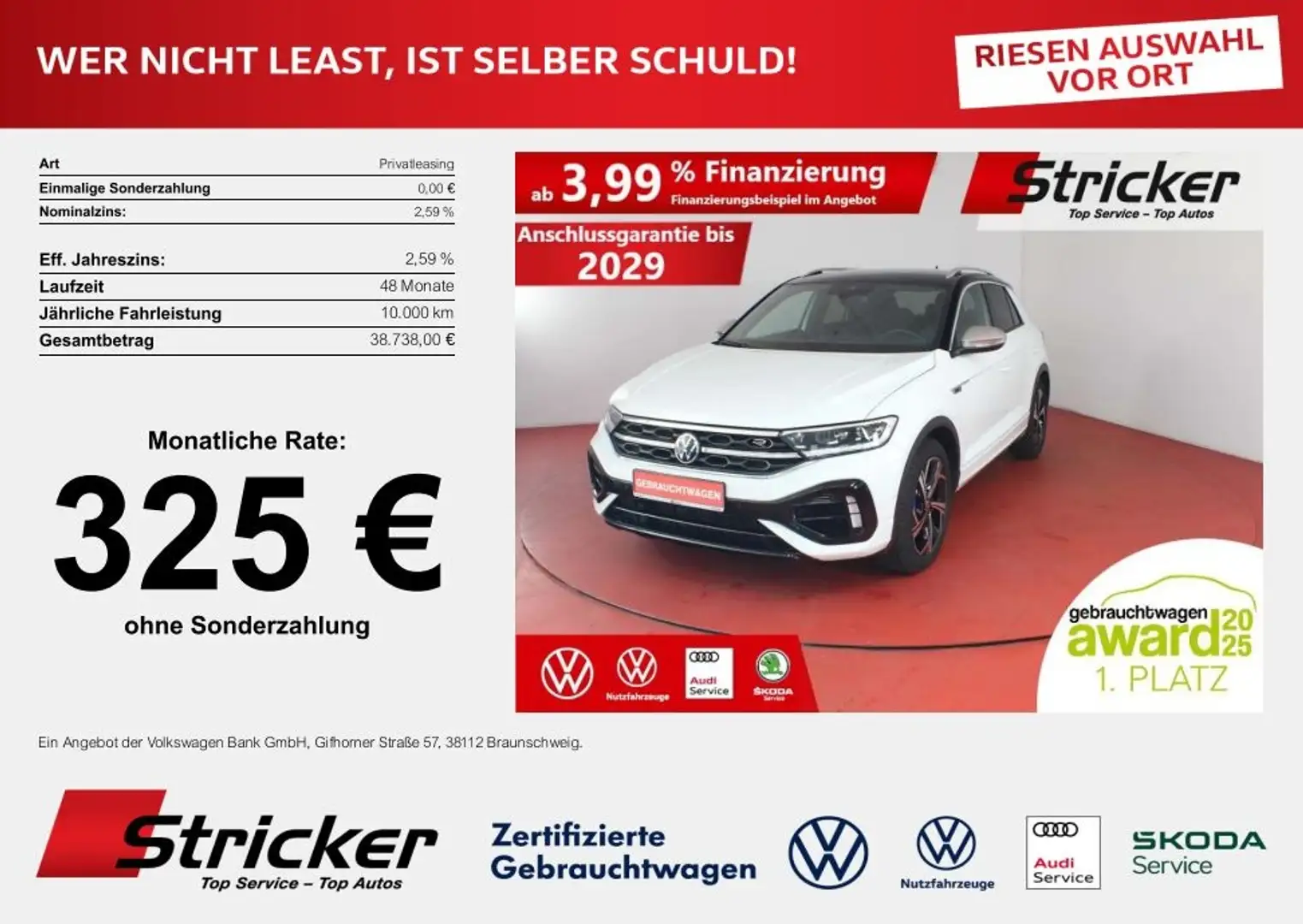 Volkswagen T-Roc R 2.0TSI DSG 325,-ohne Anzahlung IQ.Light Kamera Weiß - 1