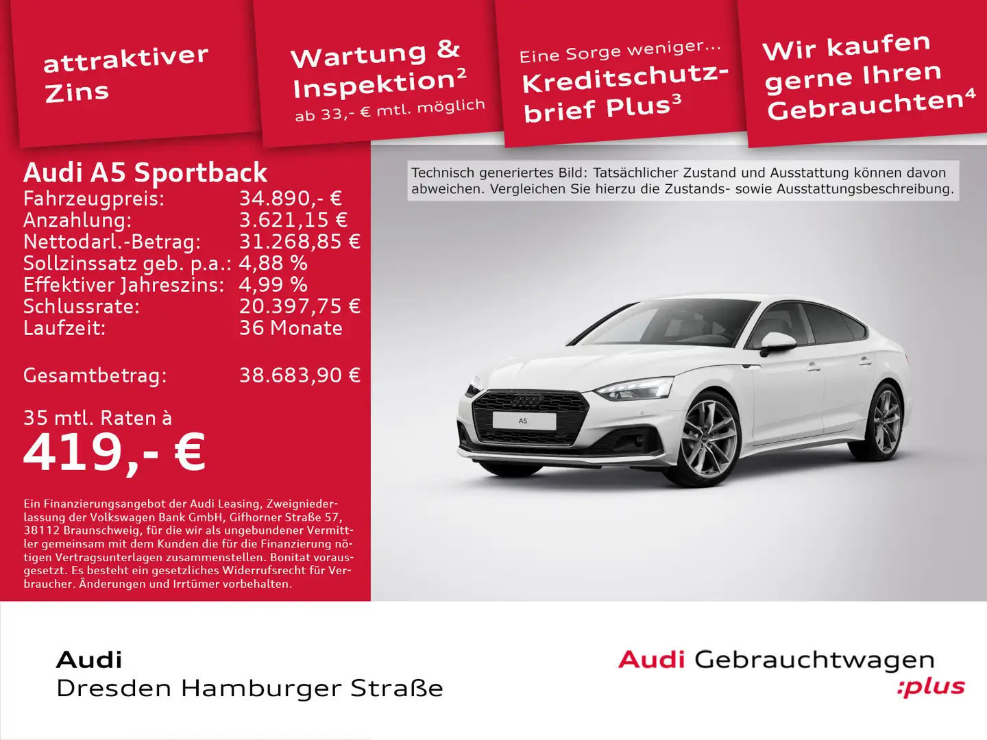 Audi A5 35 TFSI Advanced Matrix Navi AHZV Weiß - 1