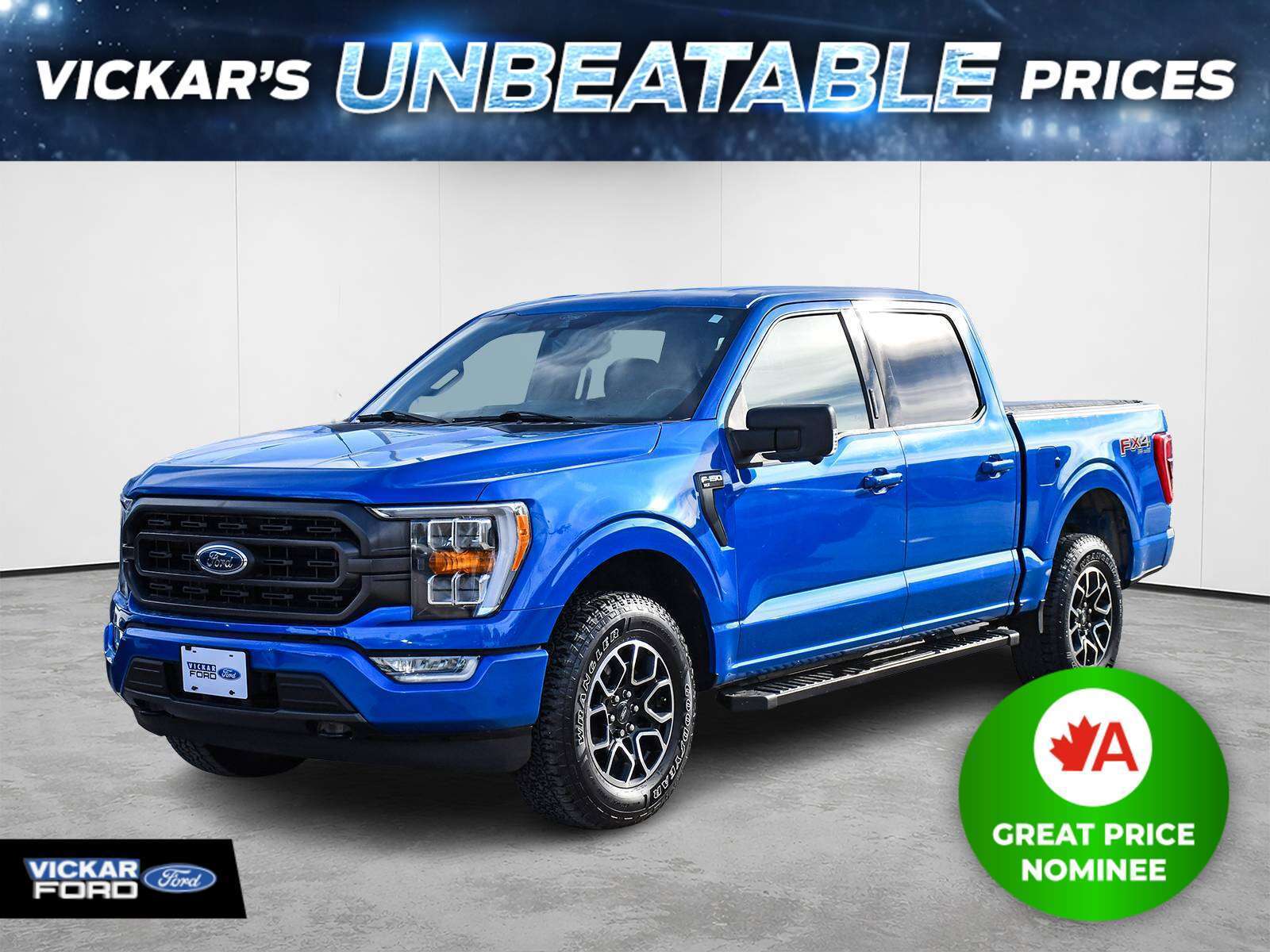 Blue 2021 Ford F-150 Pickup Truck Four-Wheel Drive Automatic
