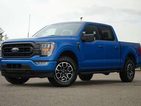 Blue 2021 Ford F-150 Pickup Truck Four-Wheel Drive Automatic