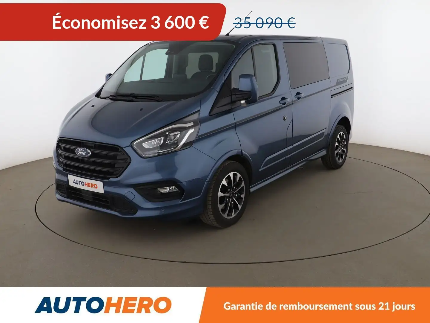 Ford Transit Custom Cabine Approfondie 320 L1H1 2.0 EcoBlue Sport Bleu - 1