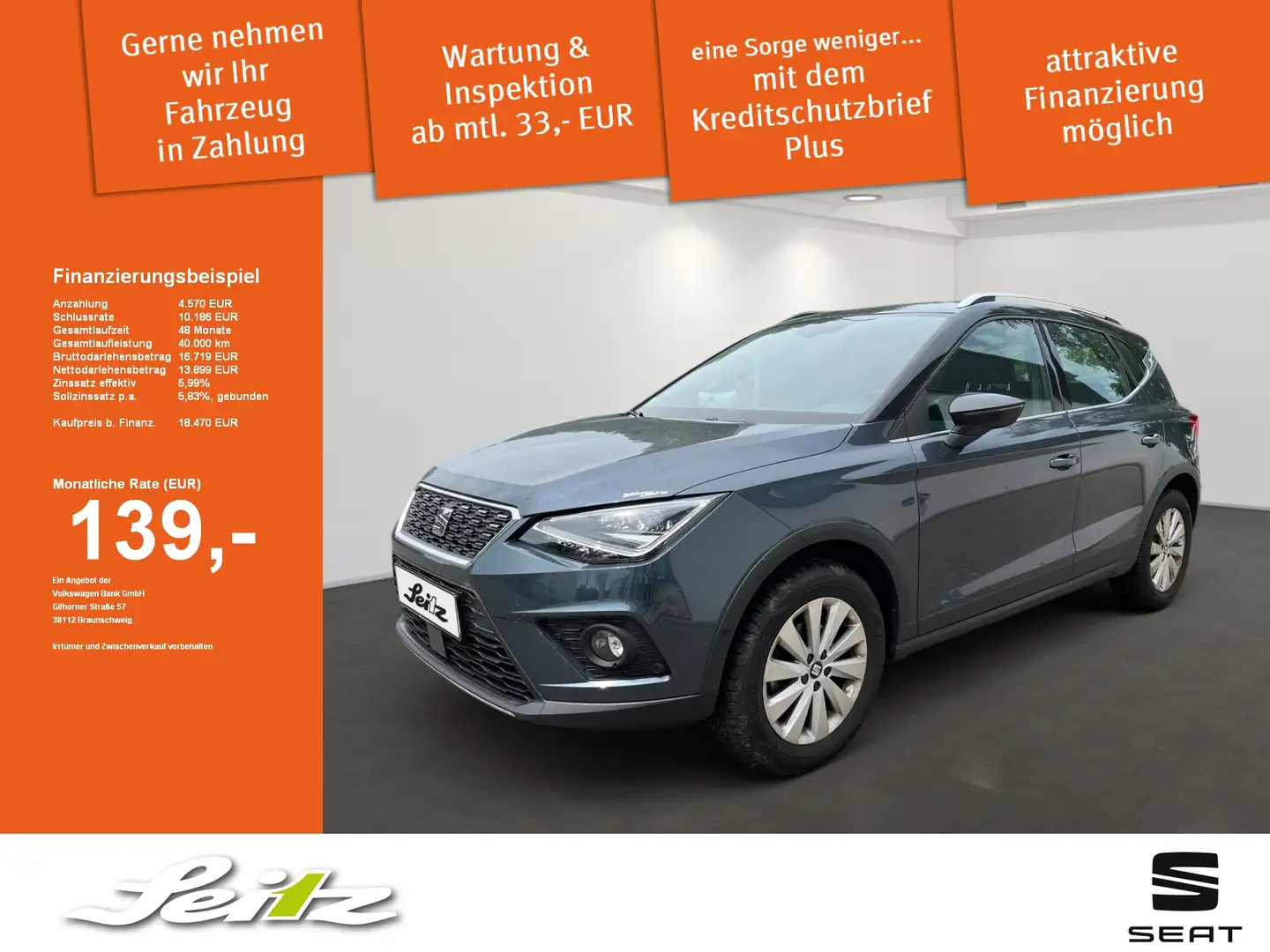 SEAT Arona Xcellence Navi. LED. Rückfahrkamera. Einparkhilfe Grigio - 1